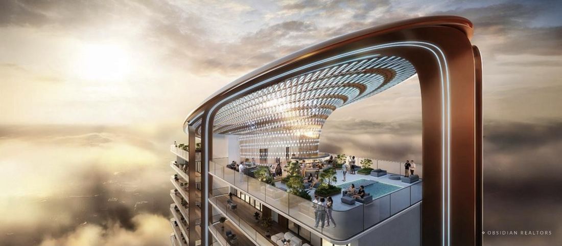 Render of the sky terrace and pool at M3M Jacob & Co. Residences, Sector 97, Noida